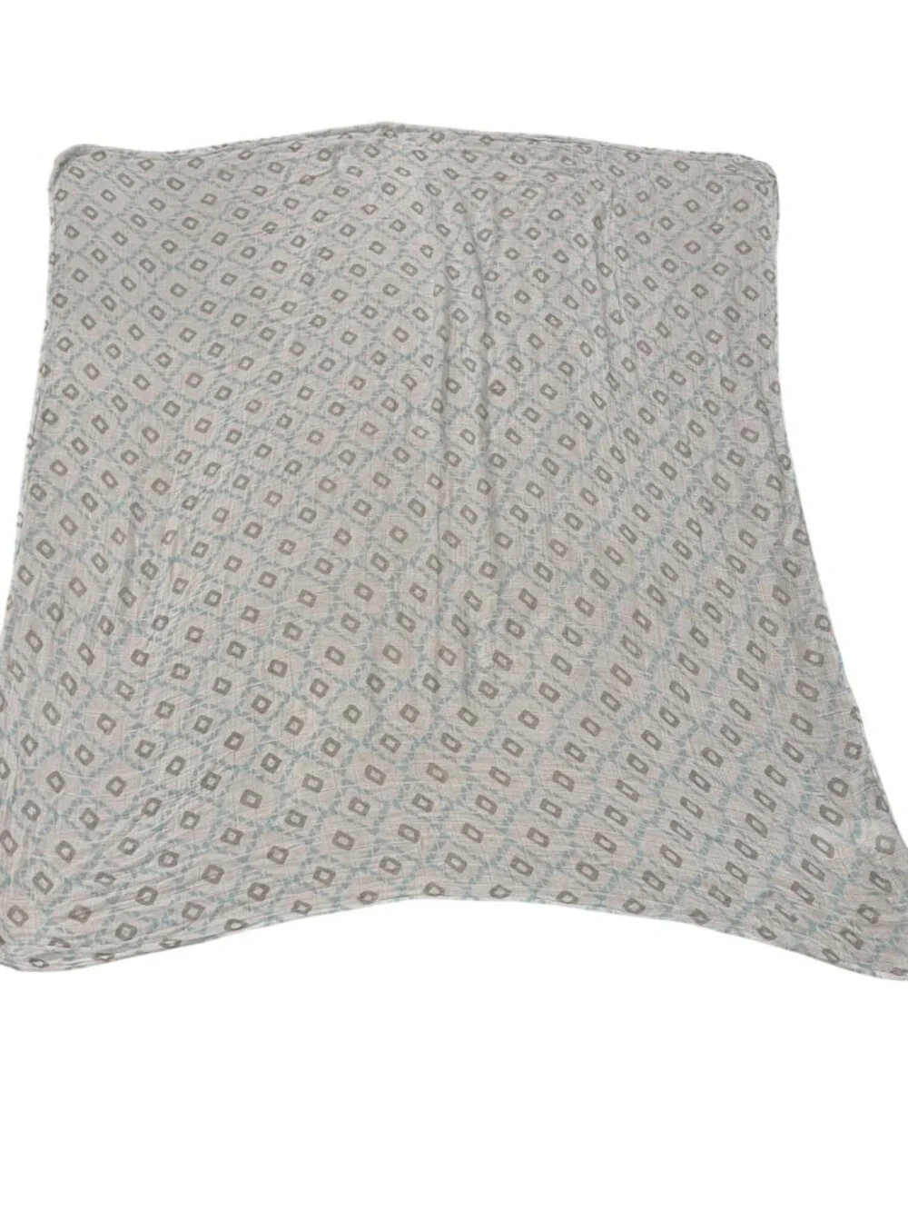 Quilted Muslin Baby Blanket Gray Blue Geometric Print 42 X 47 Inches